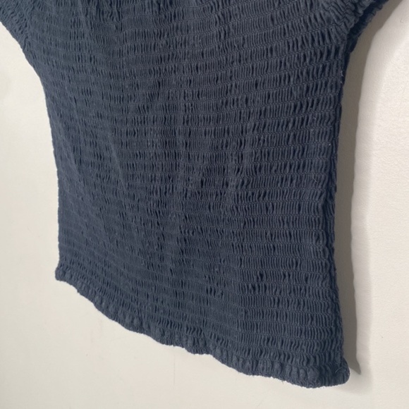 Brandy Melville Black Elasticated Ruched Off Shoulder Crop Top - Picture 3 of 11